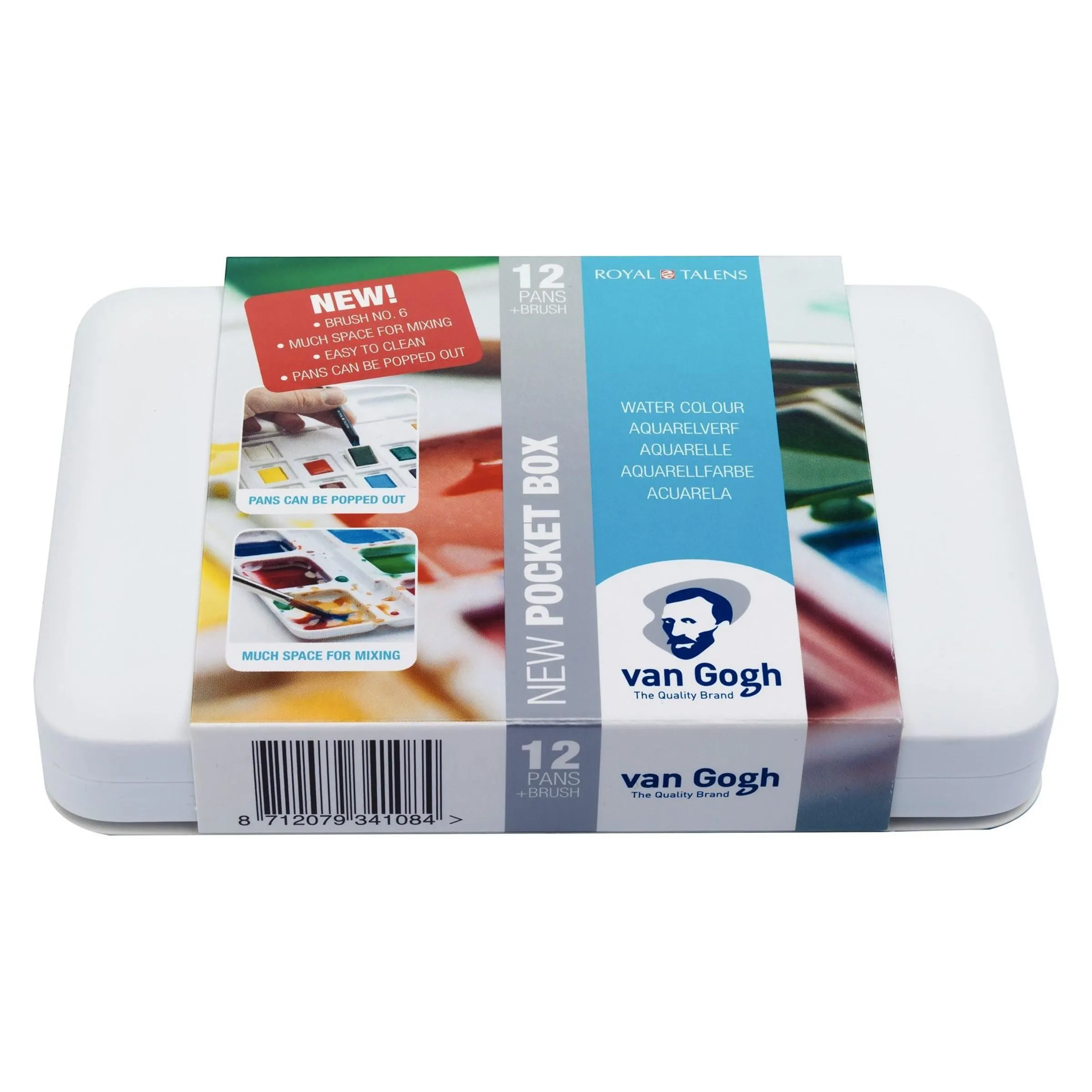 Van Gogh Aquarelverf Pocket Box Basic Colours Met 12 kleuren In Halve Napjes